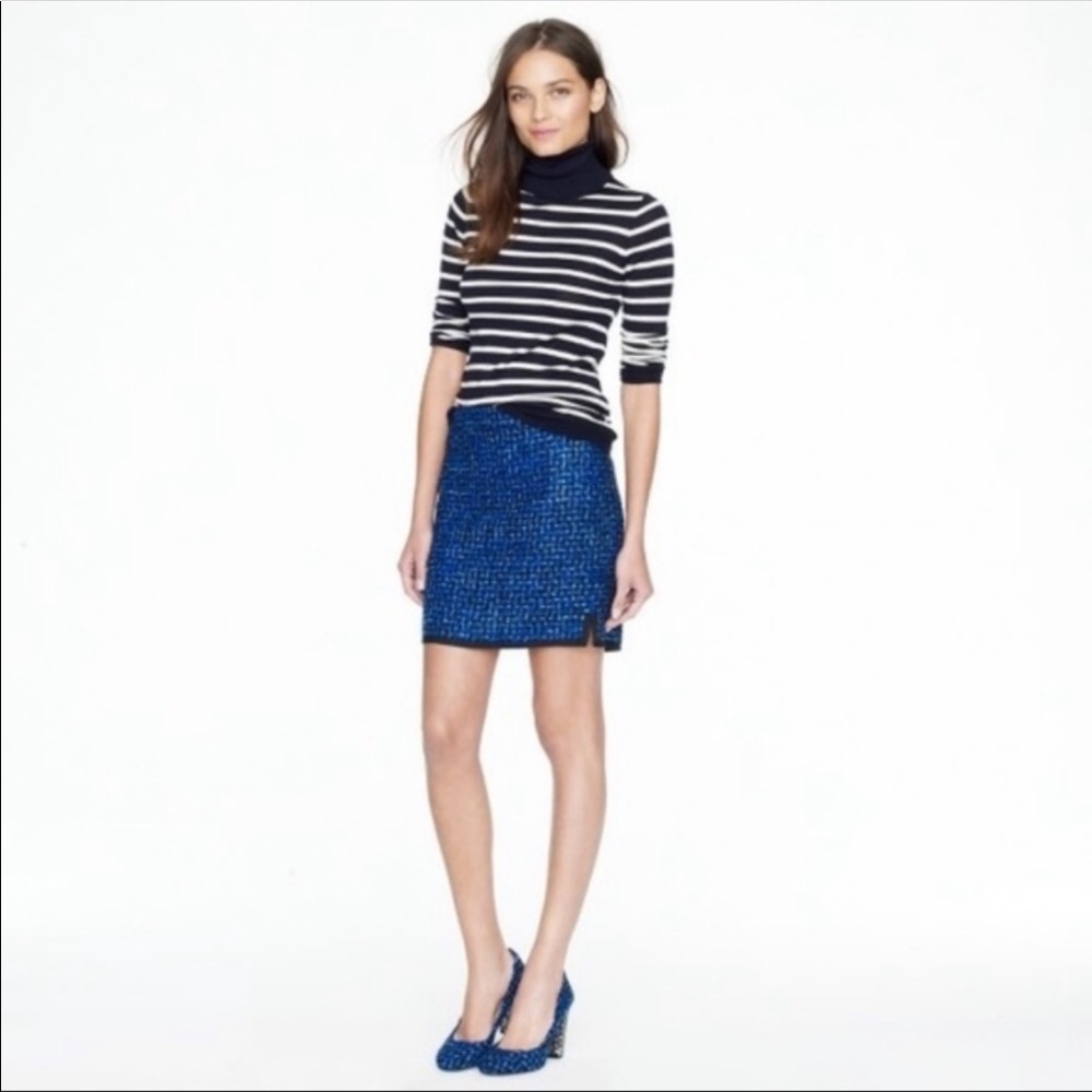 J. Crew postage Stamp Mini Skirt Indigo Tweed sz 0